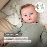 Nattou mini doudou éléphant Loulou vert tilleul et écru 318075