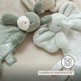 Nattou mini doudou éléphant Loulou vert tilleul et écru 318075