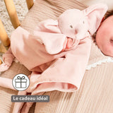 Nattou maxi doudou éléphant en velours côtelé rose Fanfan 759144