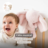Nattou peluche musicale éléphant 25 cm doux rose Fanfan 759182