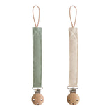 Mushie attache-sucette en lin olive/shifting sand (lot de 2) 70.095.02