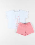 Noukie's Pyjama 2 pièces girafe en jersey, écru/blush Z2435142