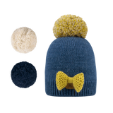 Cabaïa bonnet enfant + 3 pompons interchangeables Indien Blue Polaire 4-6 ans