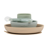 Nattou set repas 4 pièces silicone sable/vert 876827