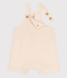Petit Bateau Salopette courte en gaze de coton bébé Beige Avalanche A06LZ 03