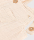 Petit Bateau Salopette courte en gaze de coton bébé Beige Avalanche A06LZ 03