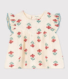 Petit Bateau blouse manches courtes en gaze de coton imprimé blanc AVALANCHE/MULTICO A06VE 01